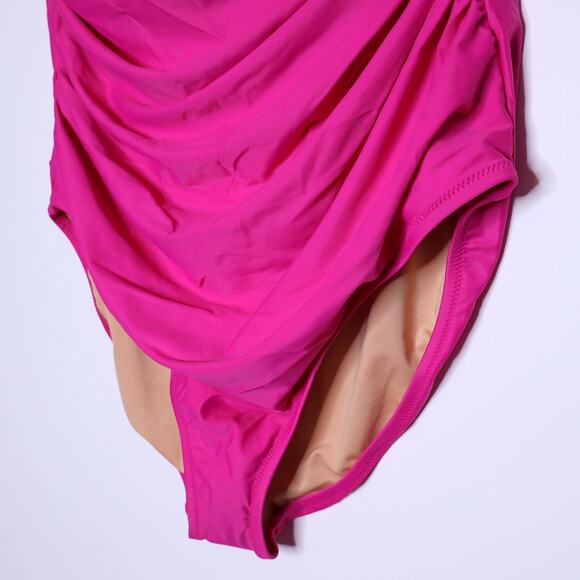 J. CREW NEW Gemma Ruched Bandeau One-Piece Swimsuit Radiant Fuchsia Women's 20 - Picture 5 of 14